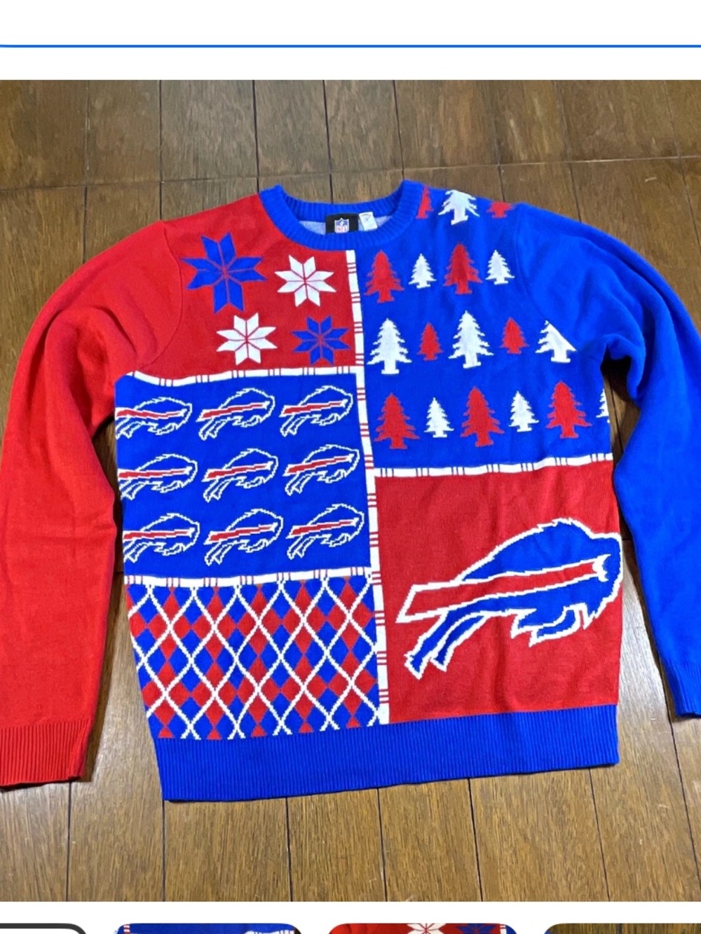NFL Buffalo Bills Football Gameday Holiday Graphic Crewneck Sweater Size L
